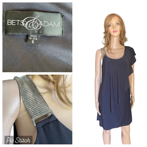 New! Betsy Adam Embelished One Shoulder
Black Dress size 6 - Picture 2 of 16